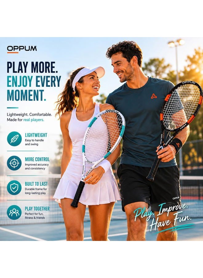 OPPUM 27 inch Pro Tennis Racket for Adults Student Women and Men Rackets Training Tennis Racquet,Super Lightweight Easy Control Racket with Carry Bag (SPEED-80 (White+Black)) - Image 2
