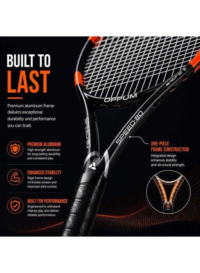 OPPUM 27 inch Pro Tennis Racket for Adults Student Women and Men Rackets Training Tennis Racquet,Super Lightweight Easy Control Racket with Carry Bag (SPEED-80 (White+Black)) - Image 3