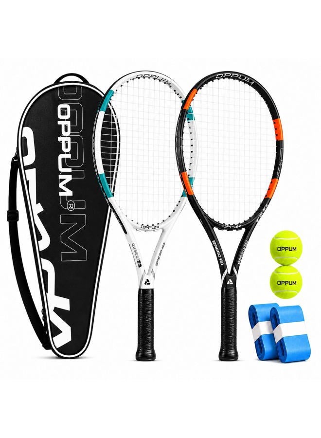 OPPUM 27 inch Pro Tennis Racket for Adults Student Women and Men Rackets Training Tennis Racquet,Super Lightweight Easy Control Racket with Carry Bag (SPEED-80 (White+Black)) - Image 1