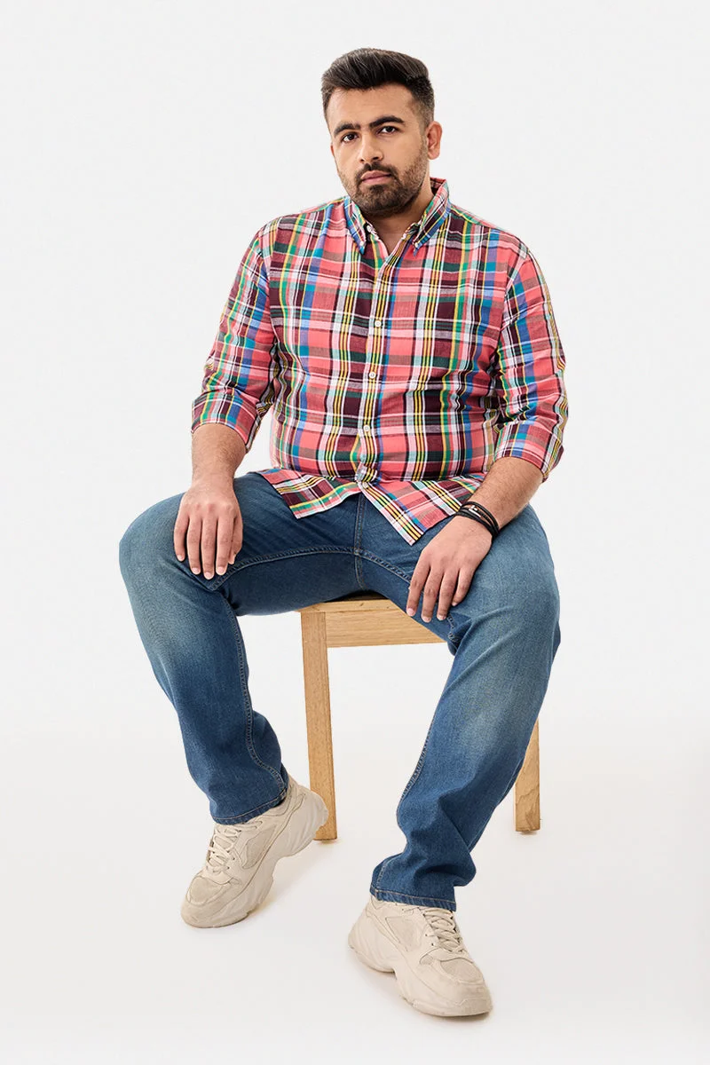 SNITCH Plaid Linen Blend Plus Size Shirt