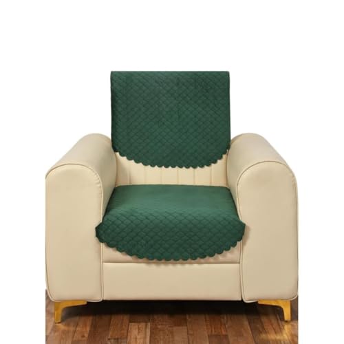 Castiqa Velvet Fabric Quilted Design Sofa Covers Set, Seat and Back Cover (Green, 5 Seater) - Image 4