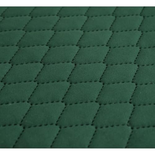 Castiqa Velvet Fabric Quilted Design Sofa Covers Set, Seat and Back Cover (Green, 5 Seater) - Image 2