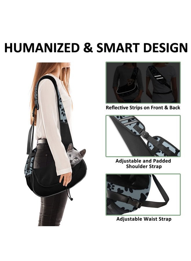 Gloppie Dog Carrier Small Pet Sling Carrier For Small Dogs Cats Hands Free Travel Puppy Bag Satchel Mesh Bag Cute Grey - Image 4