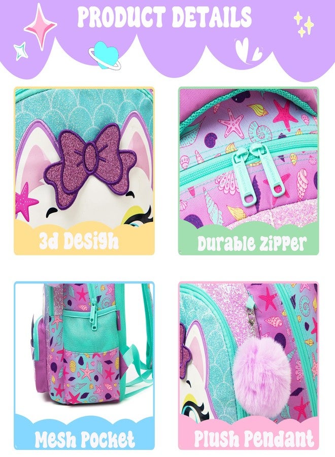 Meetbelify Kids School Backpacks for Girls Boys Backpack with Lunch Bag for Elmentary Students, 01 Mermaid Cat - Image 5