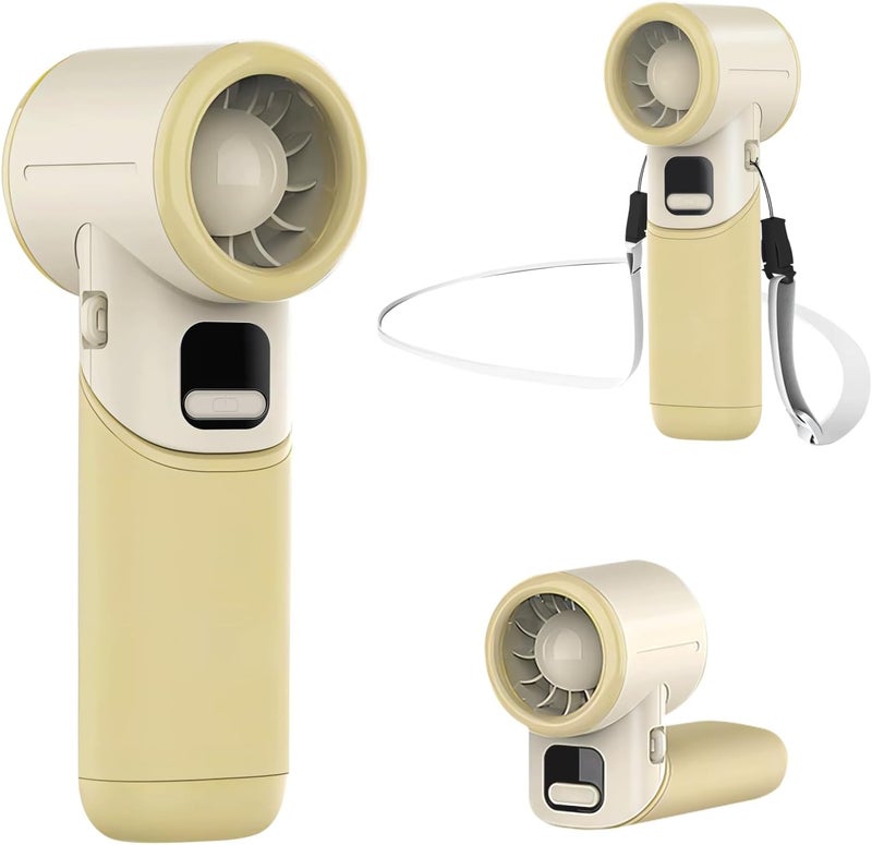 MERTTURM Powerful Handheld Portable Fan[11H Real Standby], Rechargeable Foldable Turbo Fan with 5 Speeds, Battery Levels Display, Personal Mini Travel Pocket Fan for Makeup Travel Outdoor Gift-Khaki - Image 1