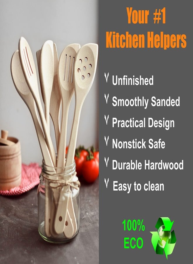 ECOSALL Healthy Wooden Spoons For Cooking Set of 6. Safe and Reliable Cooking Utensils for Kitchen – 100% Natural Nonstick Wood Spatula Spoon For Scraping, Stirring, Serving – Uncoated Solid Hardwood - Image 4