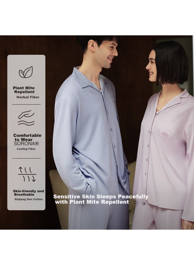 Ubras Cloud Cotton Herbal Classic Lapel Home Wear Set Women's Pajamas Cream Pudding M - Image 1