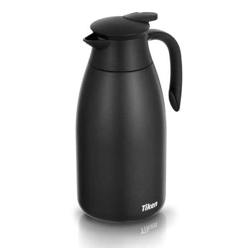 Tiken 85 Oz Thermal Coffee Carafe Stainless Steel Insulated Vacuum Coffee Carafes For Keeping Hot 25 Liter Beverage Dispenser Black - Image 1