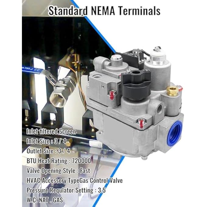 700-506 GAS VALVE 200000 BTU/H FIT FOR ROBERTSHAW 700 SERIES, COMBINATION FURNACE GAS VALVE REPAIR PARTS, FAST OPENING, FOR NATURAL, MANUFACTURED, MIXED, LPG AND LPG/AIR MIXTURES - Image 3