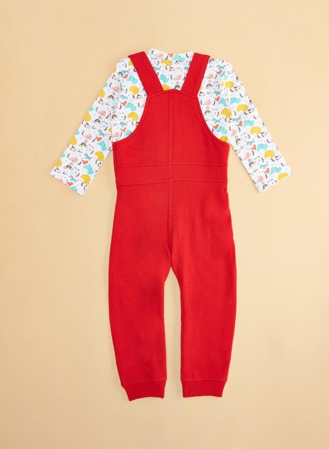 YU by Pantaloons Baby-Boy's Cotton Classic Standard Length Jumpsuit (110143294008_Red - Image 3