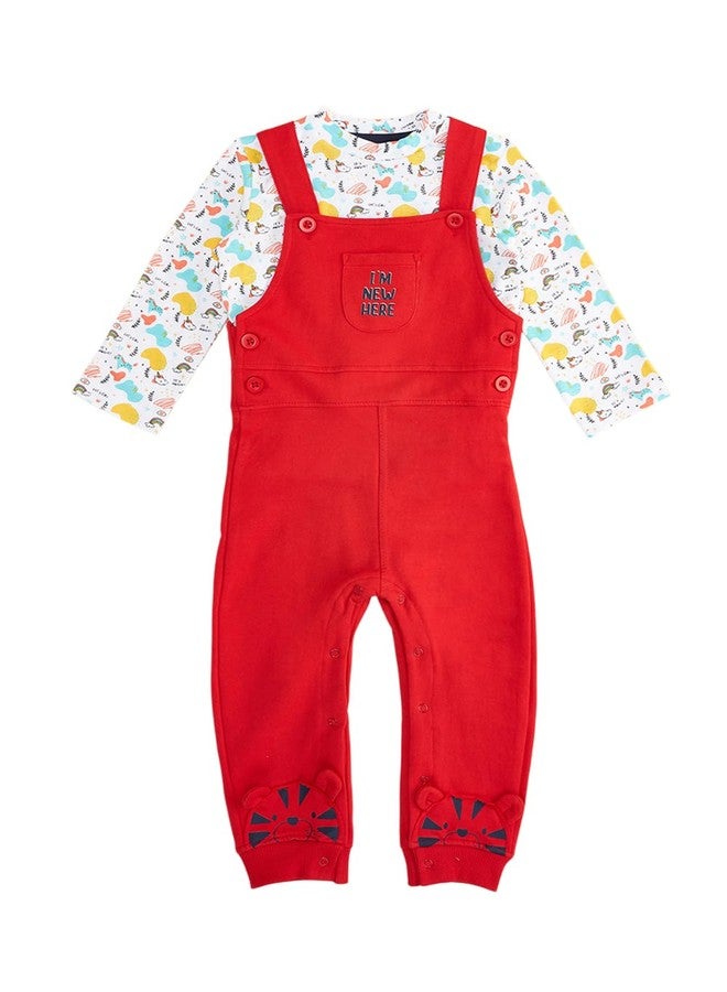 YU by Pantaloons Baby-Boy's Cotton Classic Standard Length Jumpsuit (110143294008_Red - Image 1