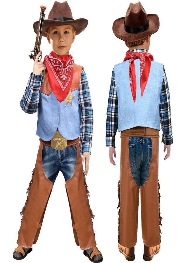 G.C 6 PCS Boys Cowboy Costume Kids Dress Up Outfits Toddler Cowboy Hat Vest Halloween Cosplay Role Play Party Birthday Gifts - Image 2