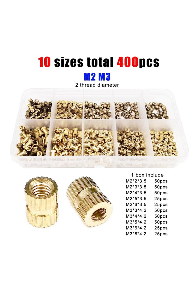 ١٠ أحجام، إجمالي ٤٠٠ قطعة، ٣٧٥/٤٠٠ قطعة، مجموعة متنوعة من صواميل حشو مخددة مصبوبة بالحقن، حجم صغير