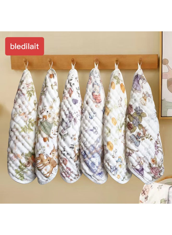 Bledilait Cotton Class A Children's Towel Washcloth Gauze Towel 6 Layers Drool Towel Children's Baby Washcloth Square 6 Pieces - Image 4