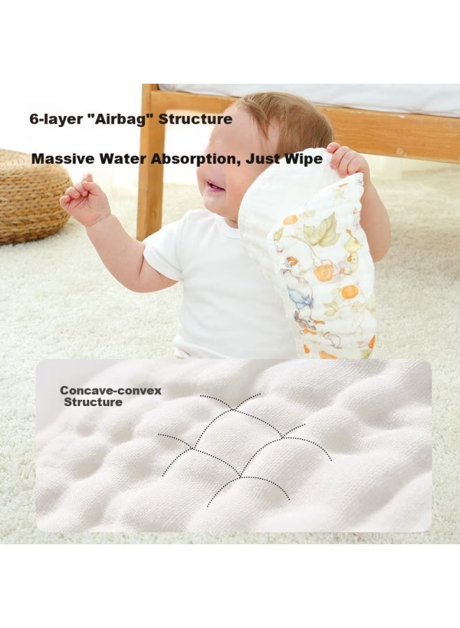 Bledilait Cotton Class A Children's Towel Washcloth Gauze Towel 6 Layers Drool Towel Children's Baby Washcloth Square 6 Pieces - Image 3