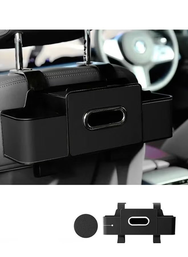 YUFAN Car Organizers A leather car seat back storage bag with foldable table support, and a multi-pocket hanging storage bag for car seat backs - Image 4