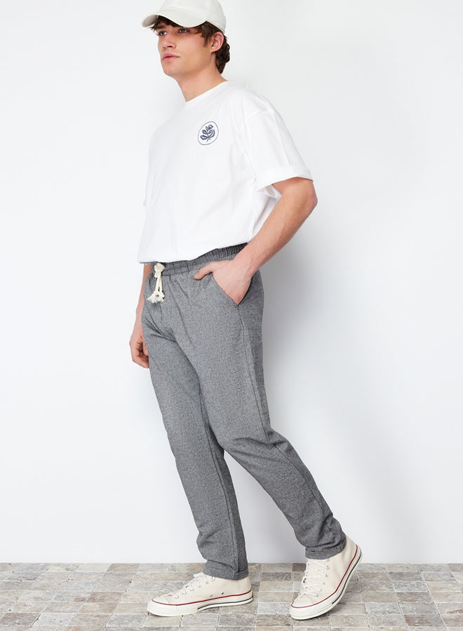 trendyol Men Regular Fit Elastic Waist Tied Fabric Double Leg Trousers TMNSS22PL0029 - Image 4