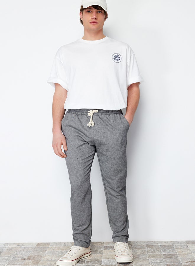 trendyol Men Regular Fit Elastic Waist Tied Fabric Double Leg Trousers TMNSS22PL0029 - Image 3