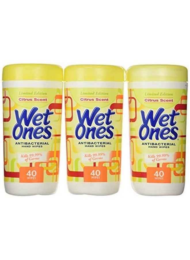Wet Ones - Antibacterial Hands Wipes, Citrus 40 Each (Value Pack Of 3) - Image 1