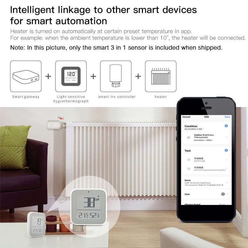 ZigBee Temperature Humidity Monitor: 3 In 1 White Compact Smart Sensor - App Controlled Light Intensity Detector for Indoor Home Bedroom Office Warehouse Greenhouse - Image 2