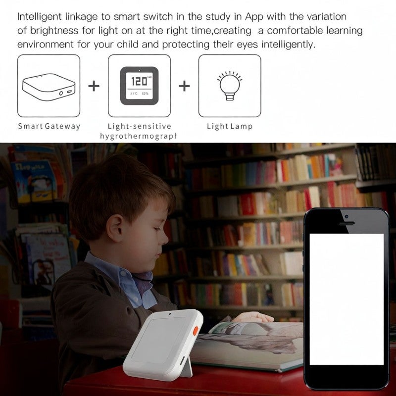 ZigBee Temperature Humidity Monitor: 3 In 1 White Compact Smart Sensor - App Controlled Light Intensity Detector for Indoor Home Bedroom Office Warehouse Greenhouse - Image 5