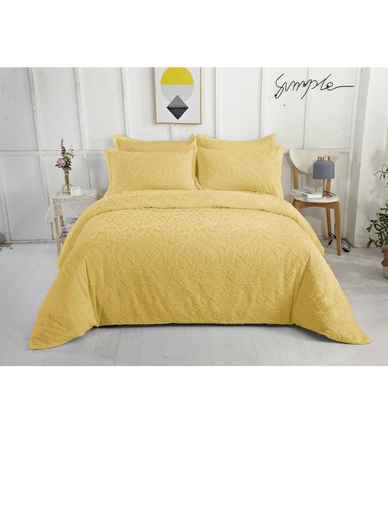 6-Piece Duvet cover set Tufted Geometric Bedding Set – Cationic Microfiber, Soft & Breathable