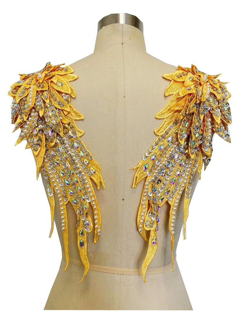 Zbroh زبره يدوي 18 لون خياطة على أحجار الراين لؤلؤ دانتيل تطريز خرز حواف لملابس الفستان إكسسوار ذهبي