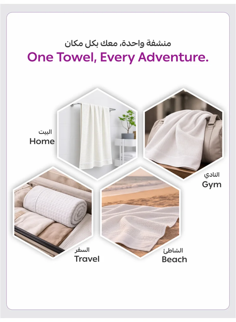 Donetella BATH TOWEL - 1Pcs (70x140cm) Bath Towel (1 Piece, 70x140 cm) – Microfiber 310 GSM Waffle Weave Ultra Soft Highly Absorbent Quick Dry Bathroom Towel for Home, Gym, Spa & Travel  | Best Price UAE