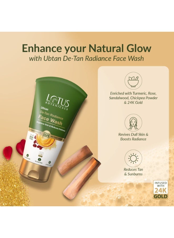 Lotus Botanicals Ubtan De-Tan Radiance Face Wash | Infused with 24K Gold | Bright & Glowing Skin | Removes Tan | No Silicon, No Sulphates, No Parabens, Non-Comedogenic, No Preservatives, No Toxic Chemicals | 100ml  - Image 3