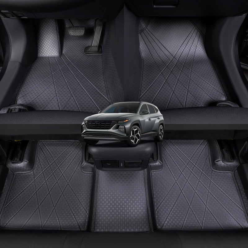 EKR Custom Floor Mats for Hyundai Tucson 20222025 Front 2nd Row Luxury Car Floor Mat Fit Tucson 2022 2023 2024 2025 Leatherette Floor LinersBlack