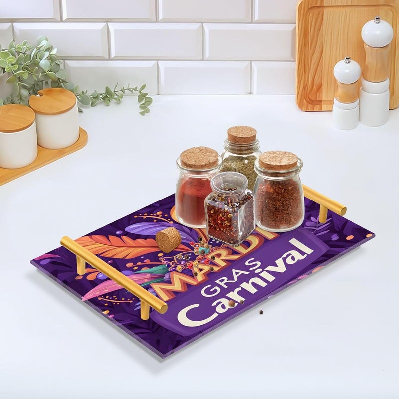 Carnival Mask Acrylic Vanity Tray with Handles Decorative Tray for Perfume Jewelry Ring,Nightstand Countertop Coffee Table Tray 7.87" x 11.81" - Image 5