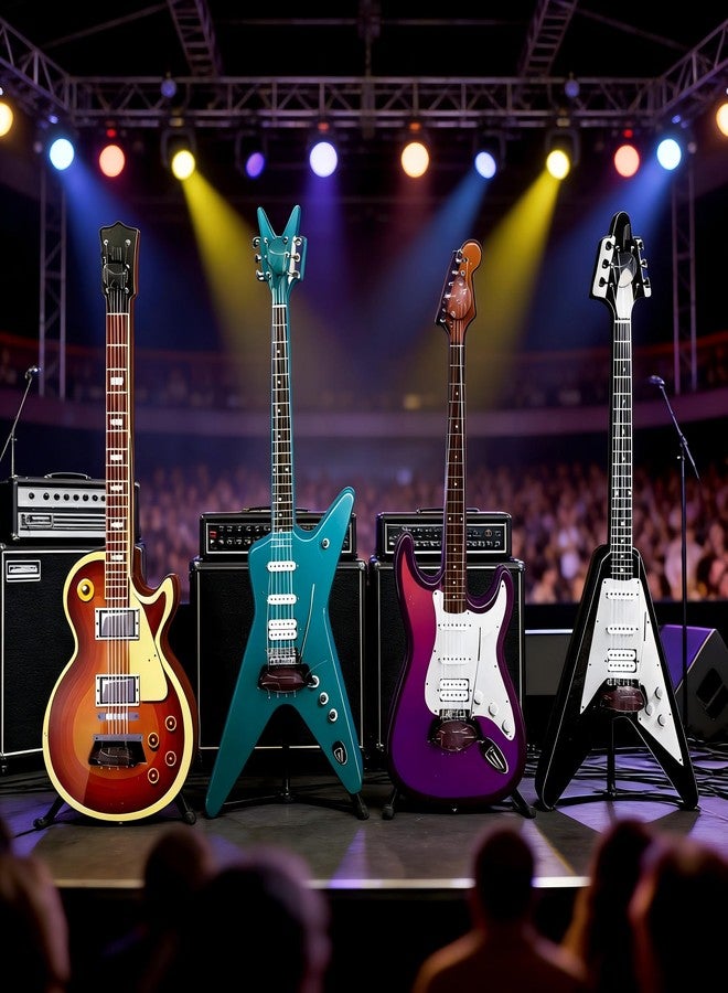 Halloluck 4 Pcs Miniature Guitar Miniature Musical Instrument Bass Model Wooden Guitar Model Display Ornaments for Mini Music Room Dollhouse Decorations Accessories - Image 3