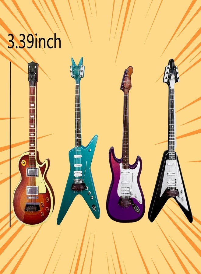 Halloluck 4 Pcs Miniature Guitar Miniature Musical Instrument Bass Model Wooden Guitar Model Display Ornaments for Mini Music Room Dollhouse Decorations Accessories - Image 2