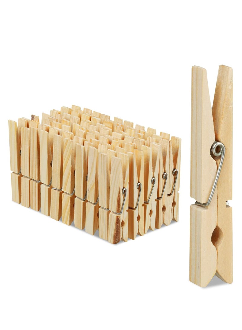 24-Piece Wooden Drying Clothes Pegs with Rust Proof,Crafts, Metal Spring Cloth Peg Set  - Image 1
