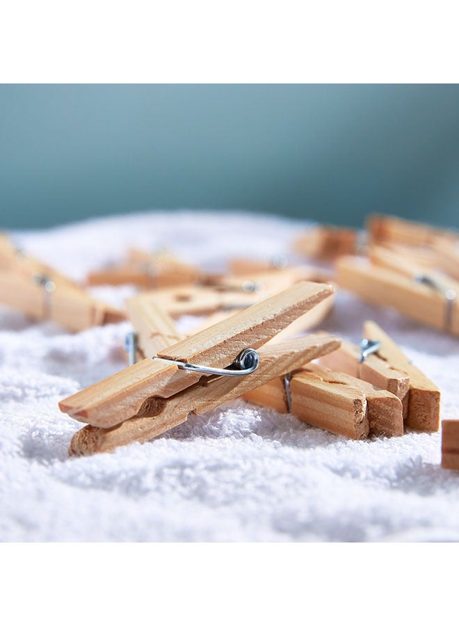 24-Piece Wooden Drying Clothes Pegs with Rust Proof,Crafts, Metal Spring Cloth Peg Set  - Image 3