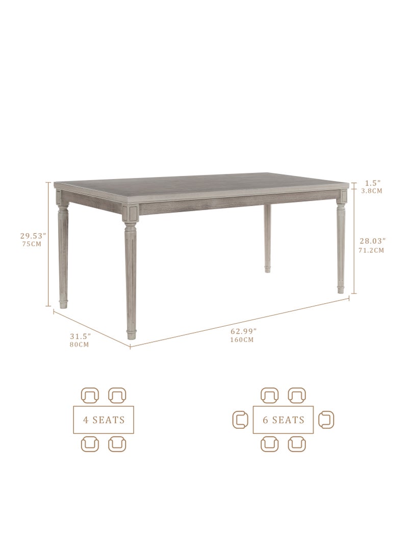 Chogori Solid Wood Dining Table -Natural Wood Veneers&Water Based Paint Finished- Vintage Kitchen&Dining Room Table for 4-6 People - Image 2