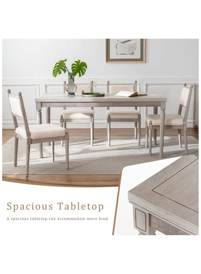 Chogori Solid Wood Dining Table -Natural Wood Veneers&Water Based Paint Finished- Vintage Kitchen&Dining Room Table for 4-6 People - Image 3