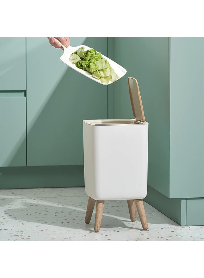 باسكت زبالة حجم كبير مع غطاء علوي يعمل بالضغط، مخلفات نورديك عصرية من البلاستيك مناسبة للمطبخ والحمام وغرفة النوم المعيشة والمكتب والأماكن الخارجية، مقاومة للكلاب، خشب بالضغط على الأعلى - سلة زباله -سلة مهملات دائرية - باسكت قمامه للشاليهات والفلل والبيوت -صندوق قمامة يفتح بالضغط من الاعلي بالضغط - سله نفايات للحمام وغرف النوم والماستر والصالة وللمطبخ - بسكت كبير الحجم - Image 5