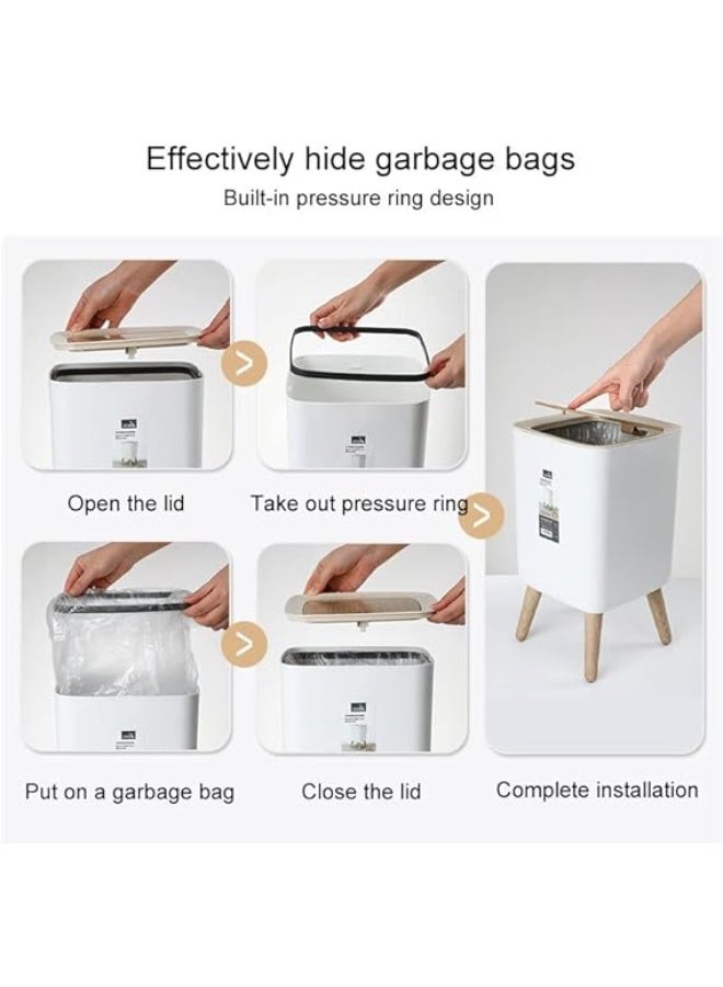 باسكت زبالة حجم كبير مع غطاء علوي يعمل بالضغط، مخلفات نورديك عصرية من البلاستيك مناسبة للمطبخ والحمام وغرفة النوم المعيشة والمكتب والأماكن الخارجية، مقاومة للكلاب، خشب بالضغط على الأعلى - سلة زباله -سلة مهملات دائرية - باسكت قمامه للشاليهات والفلل والبيوت -صندوق قمامة يفتح بالضغط من الاعلي بالضغط - سله نفايات للحمام وغرف النوم والماستر والصالة وللمطبخ - بسكت كبير الحجم - Image 4