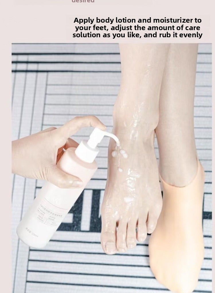 2 pairs-Silicone Moisturising Heel Socks, Skin Color Size M (35-45) - Image 5