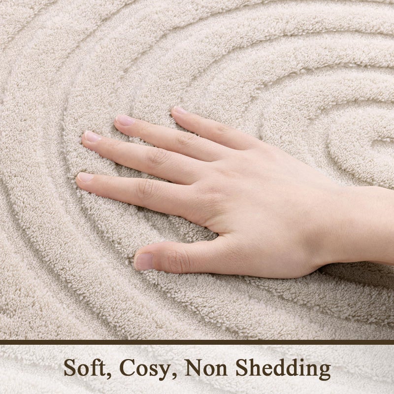 SHACOS Soft Cozy Fluffy Arch Rugs 4'x5'3" Non Slip Washable Modern Geometric Area Rug High Low Pile Stain Resistant Contemporary Carpet for Living Room Bedroom Dining Room, Beige - Image 3
