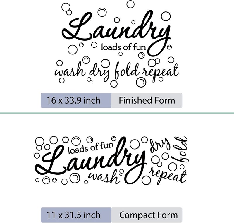 كلاراكو ملصق حائط من الفينيل لغرفة الغسيل، ملصق فقاعي مكتوب عليه "غسيل الكثير من المرح"، ديكور حائط، غسيل وتجفيف، طي وتكرار، ملصق حائط، علامات فنية للغسيل، ملصق اقتباس حائط لغرفة الغسيل، منزل، شقة (أسود) - Image 3