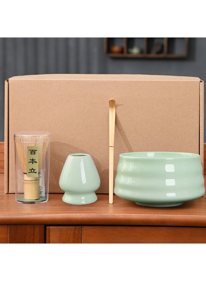 Complete Matcha Whisk Set - 4-Piece Matcha Kit with Ceramic Bowl, Matcha Whisk, Bamboo Scoop, and Whisk Stand - High-Quality Matcha Tea Set for Smooth and Authentic Matcha Preparation - Image 1