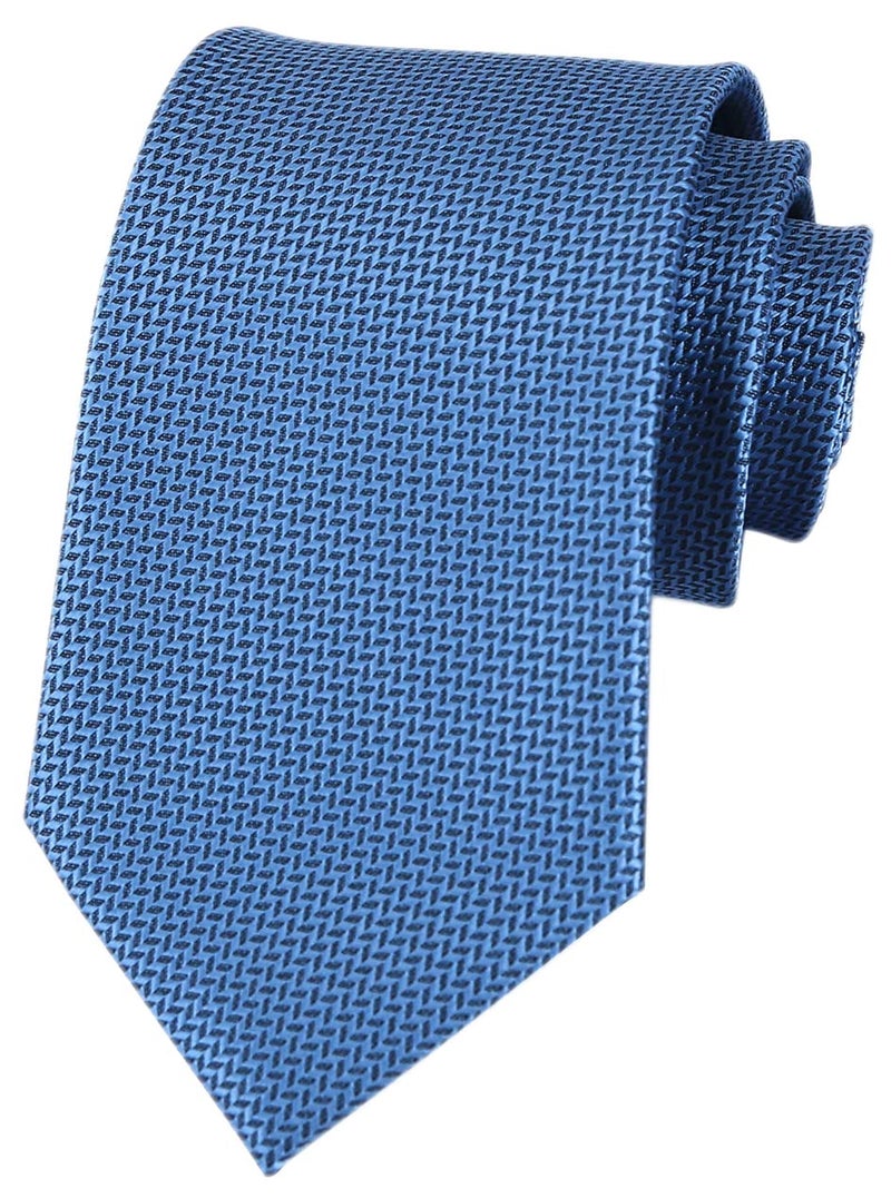 Secdtie Men's Blue Pattern Ties Formal Solid Color Grooms Christmas Soft Dances Neckties - Image 3