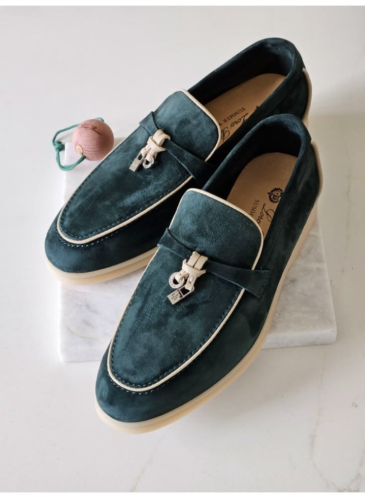 LP Loro Piana Women's Suede Summer Charms Loafers