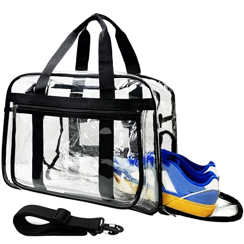 Mewcho Large Clear Beach Bag with Shoe Compartment Clear Duffle Heavy Duty Bag Gym Tote Travel Bag for Women Men - Image 1