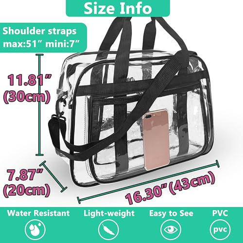 Mewcho Large Clear Beach Bag with Shoe Compartment Clear Duffle Heavy Duty Bag Gym Tote Travel Bag for Women Men - Image 3