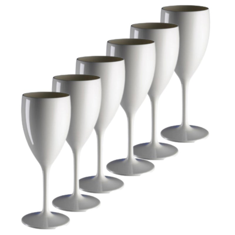 AIOS Set of 6 Unbreakable Polycarbonate White Wine Glasses Capacity 340ml