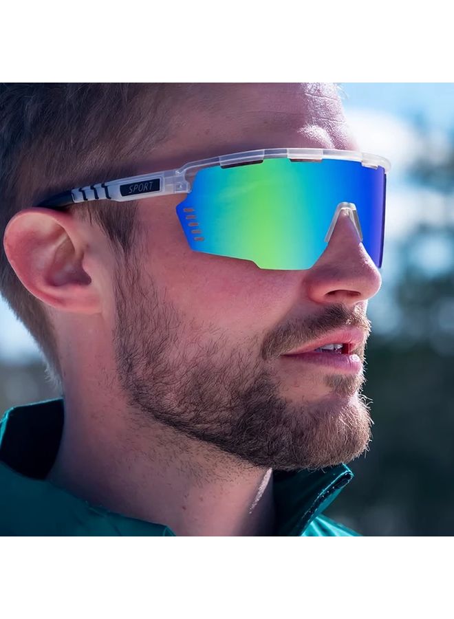 Unisex Lightweight PC Frame Sporty Glasses With Green Tinted Lenses Adjustable Nose Pads - Image 2