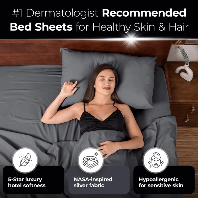 Silvery Silver Infused Bed Sheets Set - Ultra-Soft Temperature-Regulating Fabric with Self-Cleaning Technologyâ„¢ That Stays Fresh 3X Longer for Hygienic Sleep - Image 3